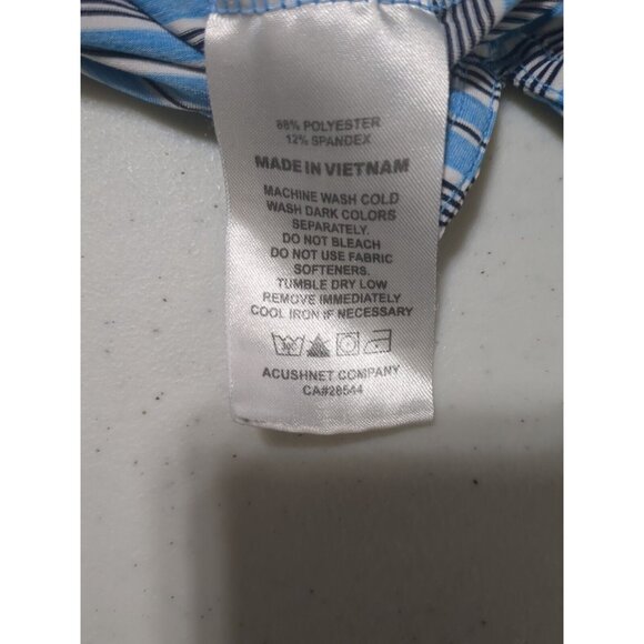 FootJoy Mens XL Pebble Beach Golf Polo Shirt Performance Blue Black Stripes - Picture 9 of 9